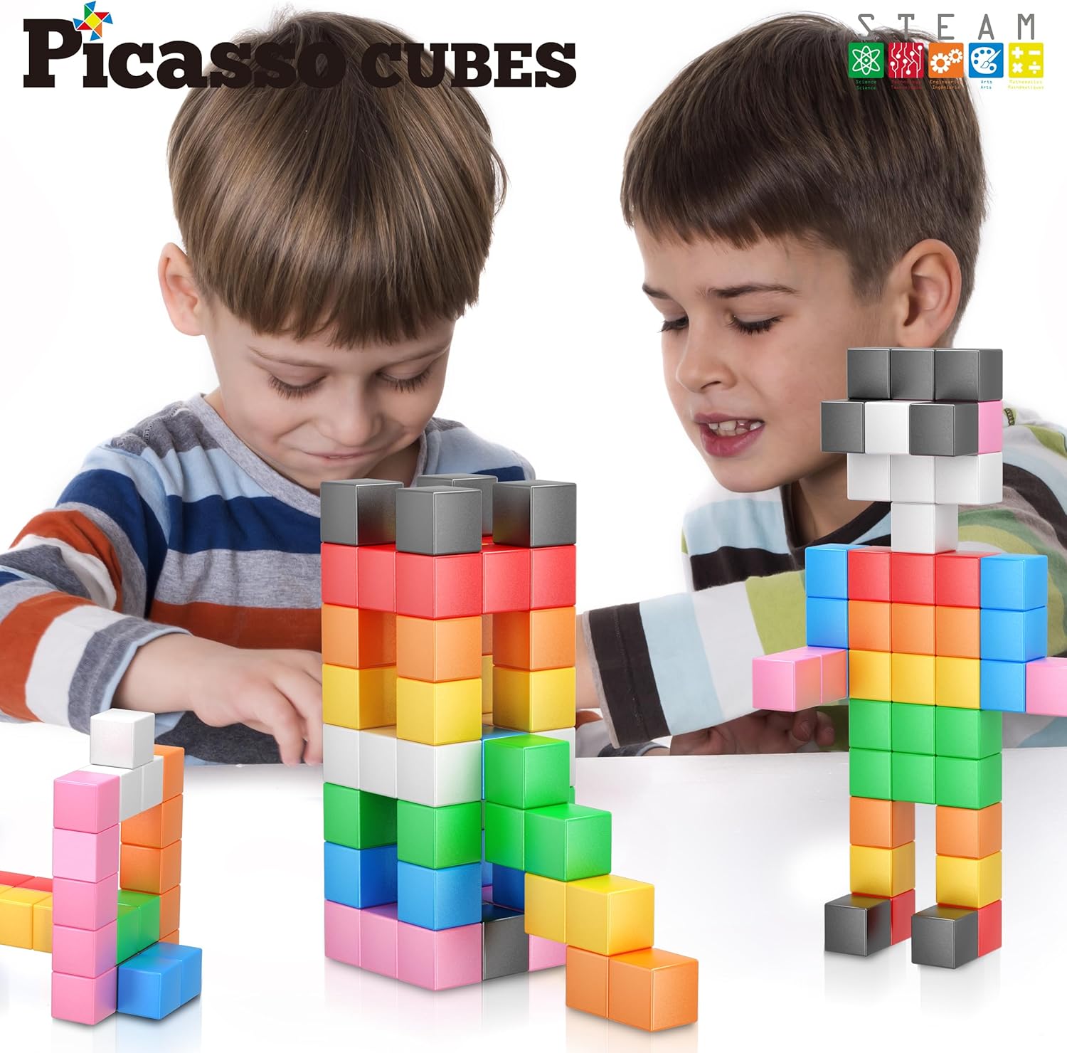 PicassoTiles Bloques de construcción de cubos magnéticos, 54 piezas de 1.2 pulgadas de 1.2 in, cubos magnéticos, juguete de construcción, juguetes