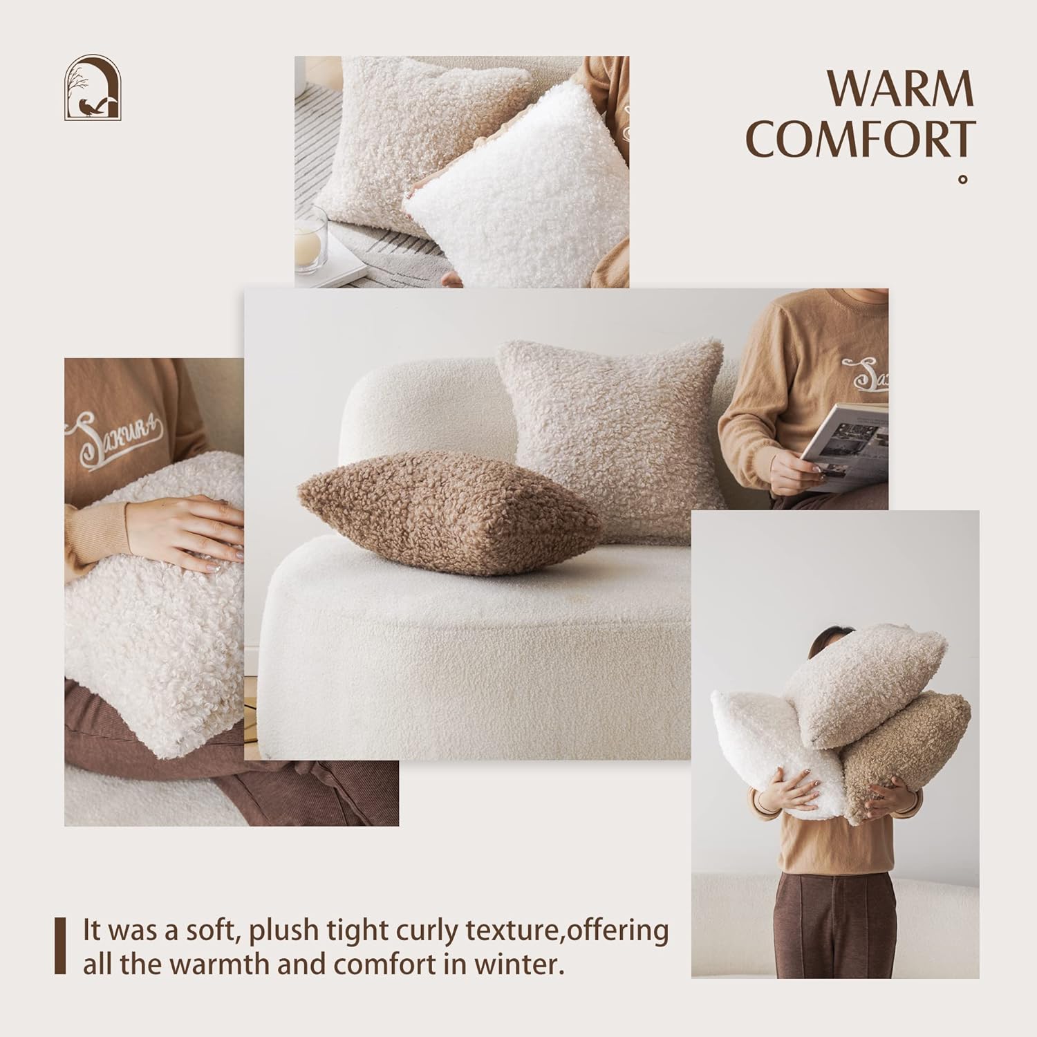 Foindtower 2 fundas de almohada de piel sintética de 20 x 20 pulgadas, color blanco, fundas de almohada de sherpa mullidas, fundas de almohada