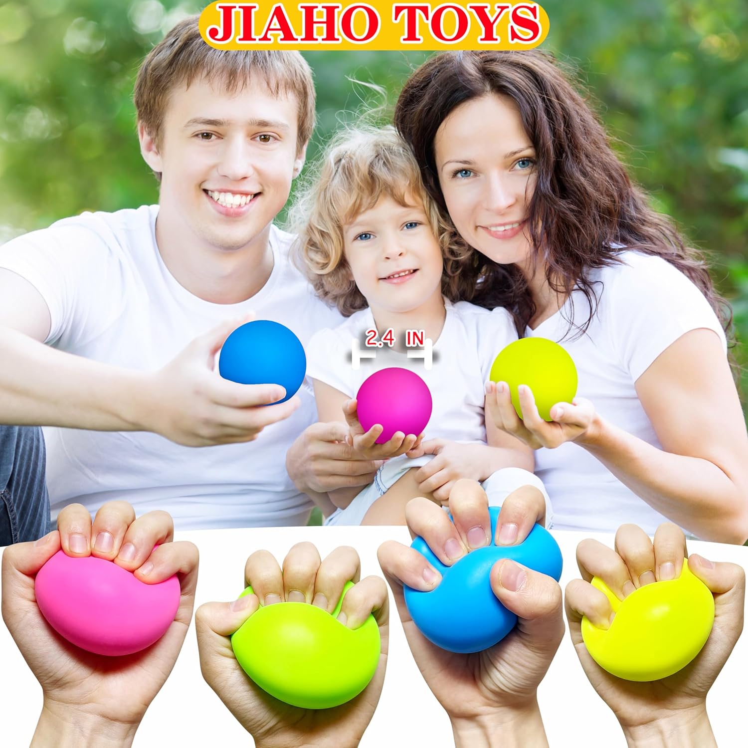 4 bolas de estrés que brillan en la oscuridad para niños, adolescentes y adultos, bolas adhesivas de 2.4 pulgadas, juguetes blandos para recuerdos