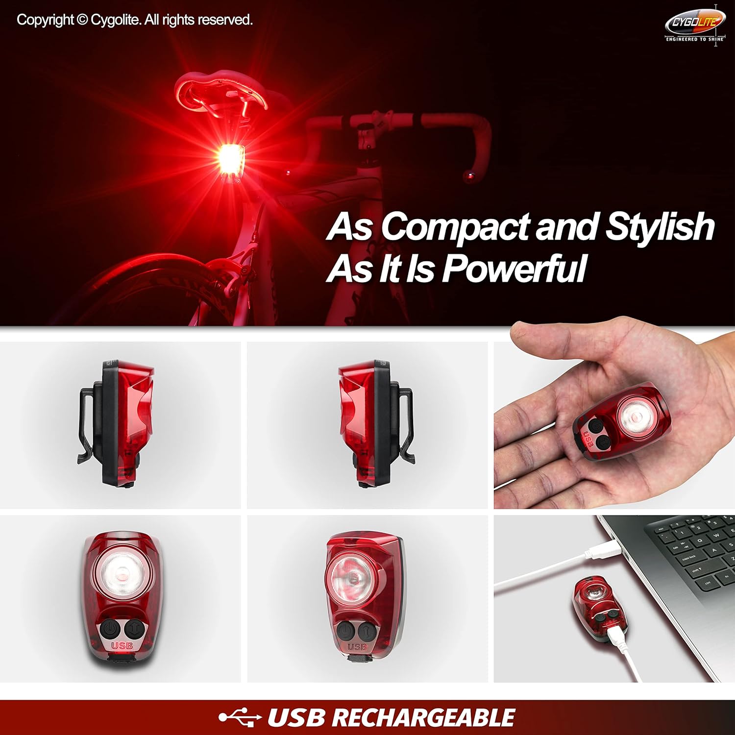 Cygolite Hotshot Pro – Modelos de luz trasera de bicicleta de 200 y 150 lúmenes, estilos de montaje duro y flexible, 6 modos de noche y día,