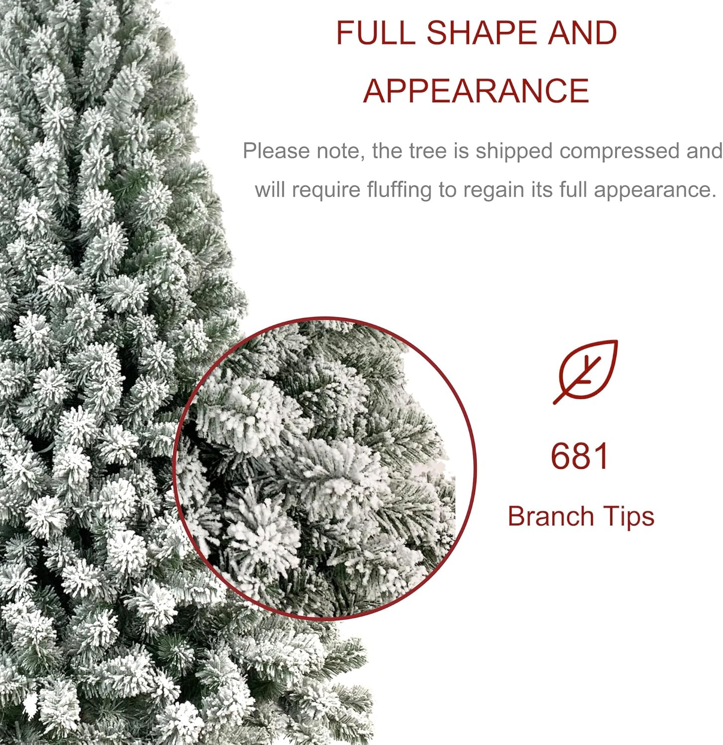 Árbol de Navidad artificial de pino de elwood flocado sin luz de 6 pies, decoración festiva