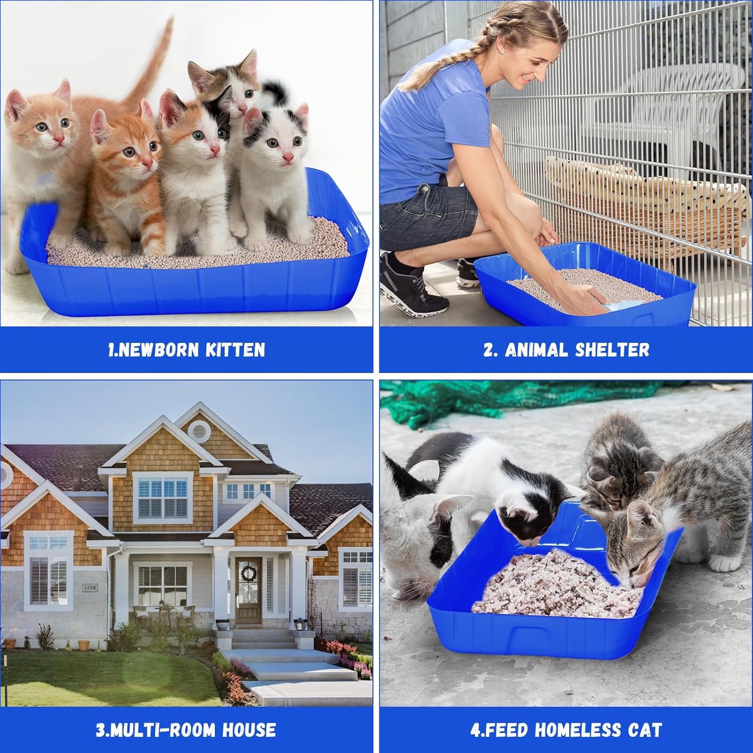 25 cajas de arena desechables para gatos, bandeja de arena de plástico para gatos, bandeja de arena para gatitos, conejos, cobayas, hámster,