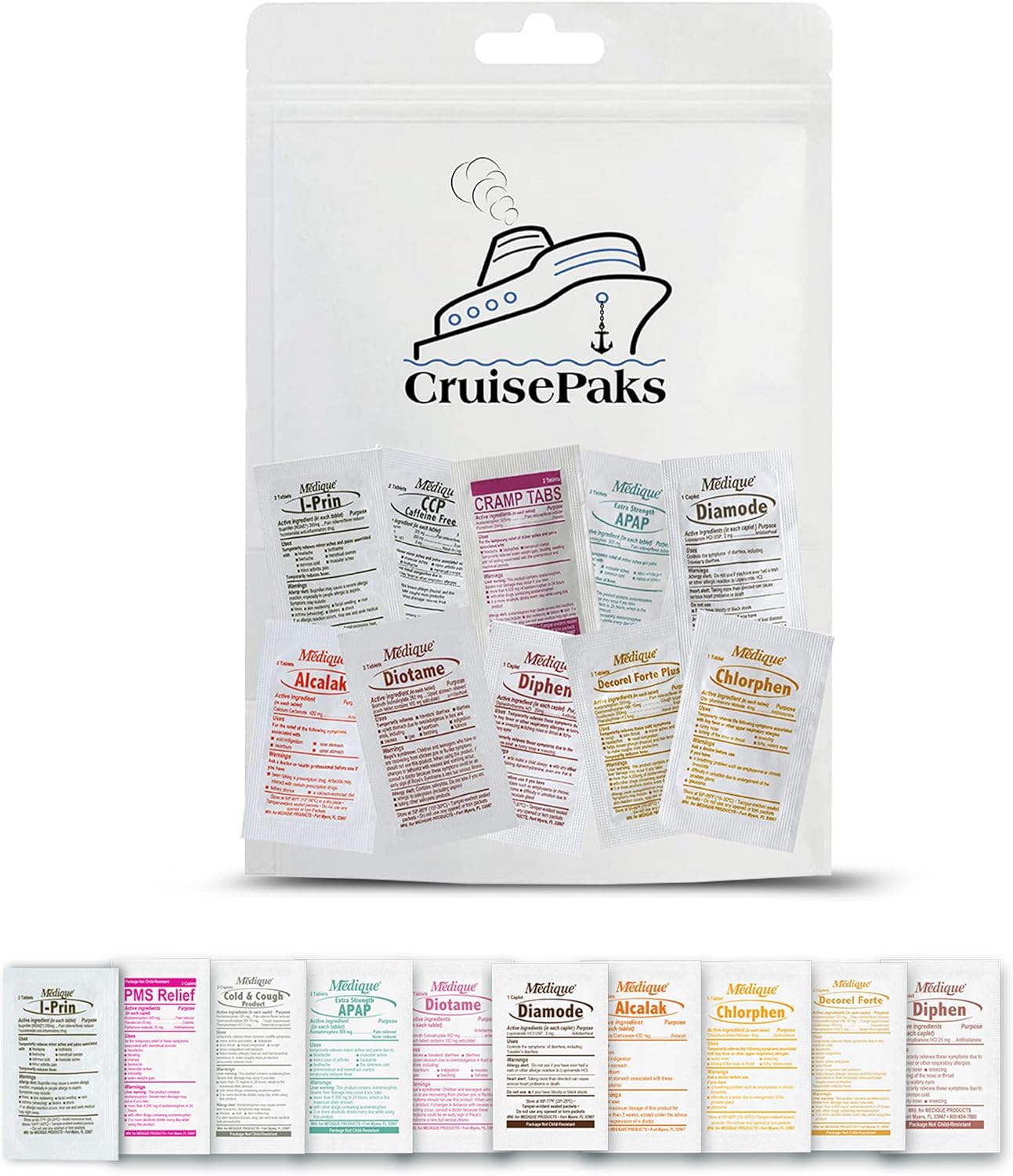 Kit de primeros auxilios Cruise Essential, tamaño de viaje, 65 piezas (CPDMRK)