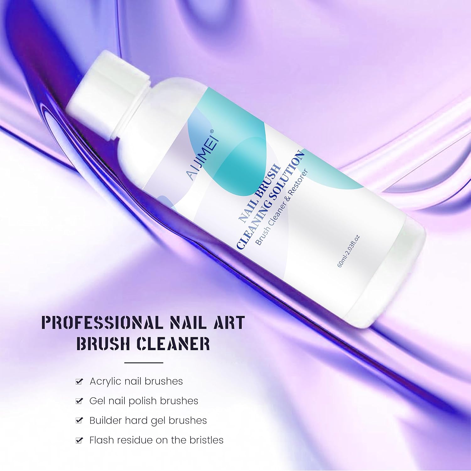 AIJIMEI Limpiador de cepillos de uñas, solución restauradora de gel acrílico, limpiador de cepillo de uñas de gel de limpieza rápida para pinceles