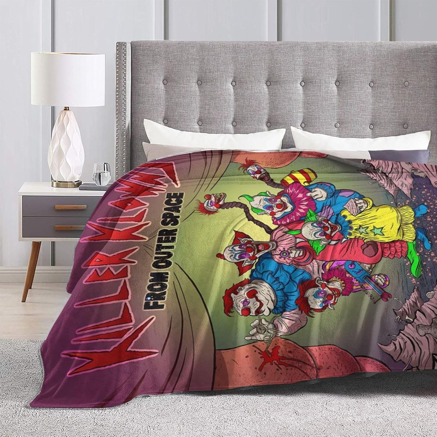 Mantas Killer de película de terror Klowns from Outer Space – Manta de forro polar para sofá y dormitorio, mantas suaves de aire acondicionado para