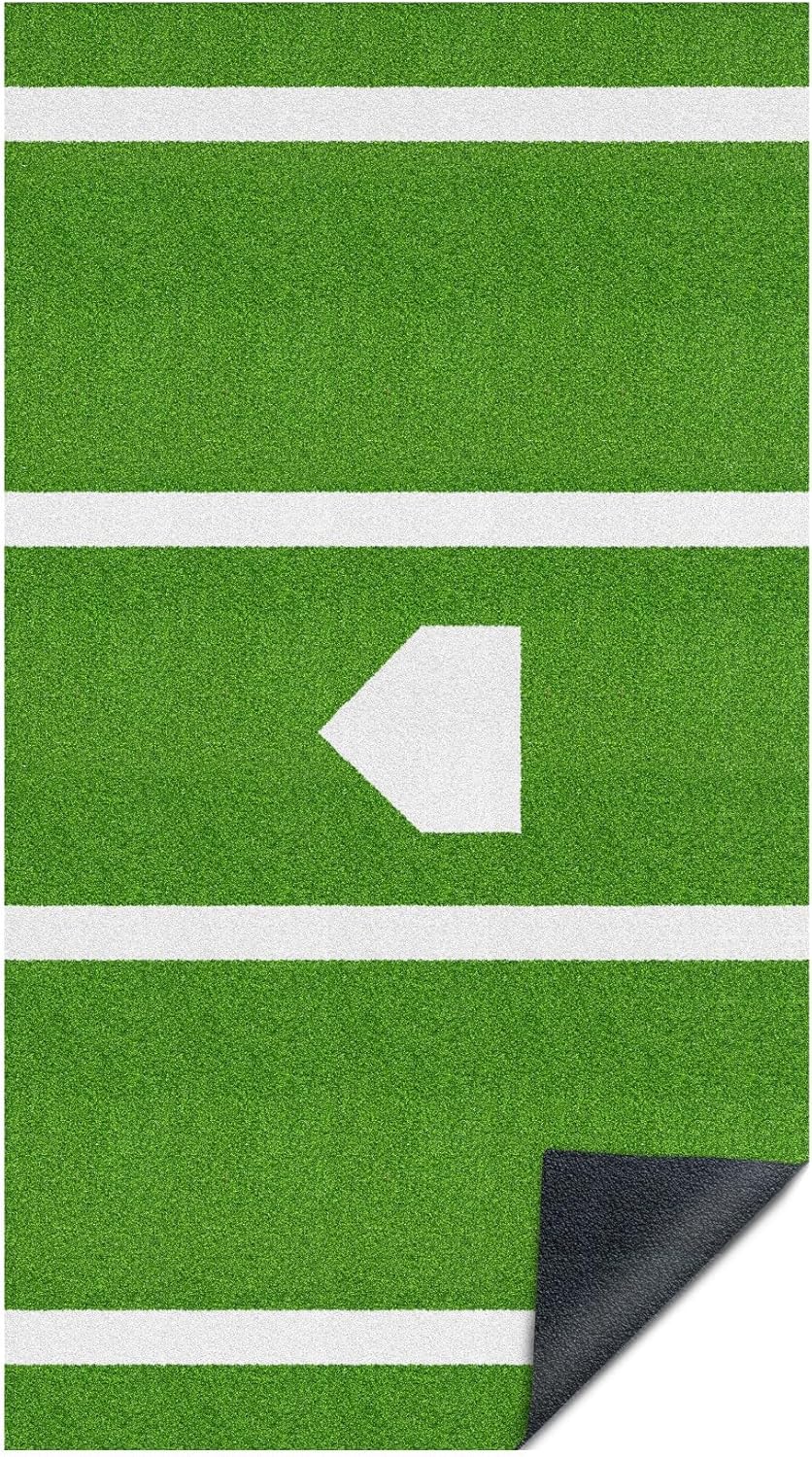 ZivPlay Alfombrilla de bateo de béisbol de 12 x 6 pies, tamaño reglamentario, con placa de casa y césped antidecoloración para entrenamiento de