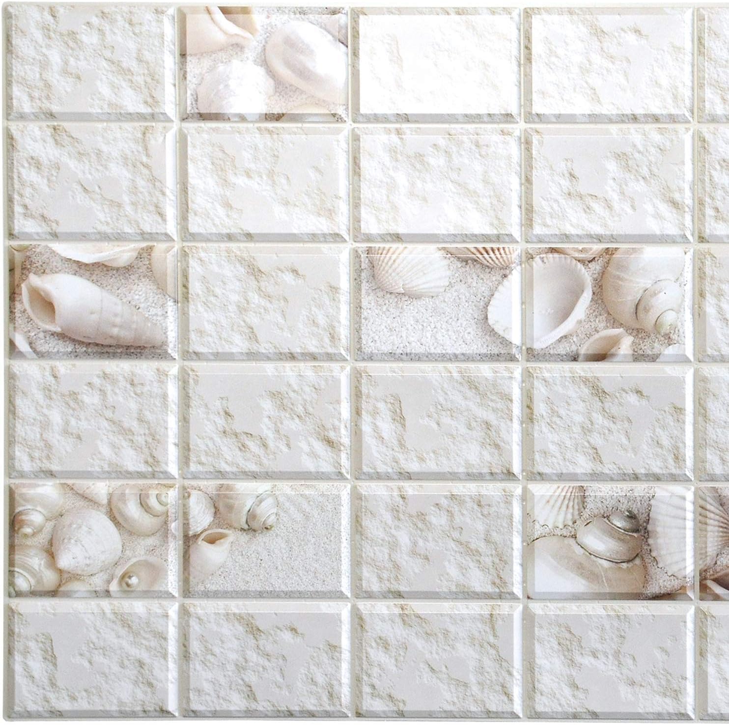 Dundee Deco PG7038-10 – Panel de pared 3D de cloruro de polivinilo sintético blanco envejecido, 3.2 pies x 1.6 pies (37.8in x 18.9in), decoración de