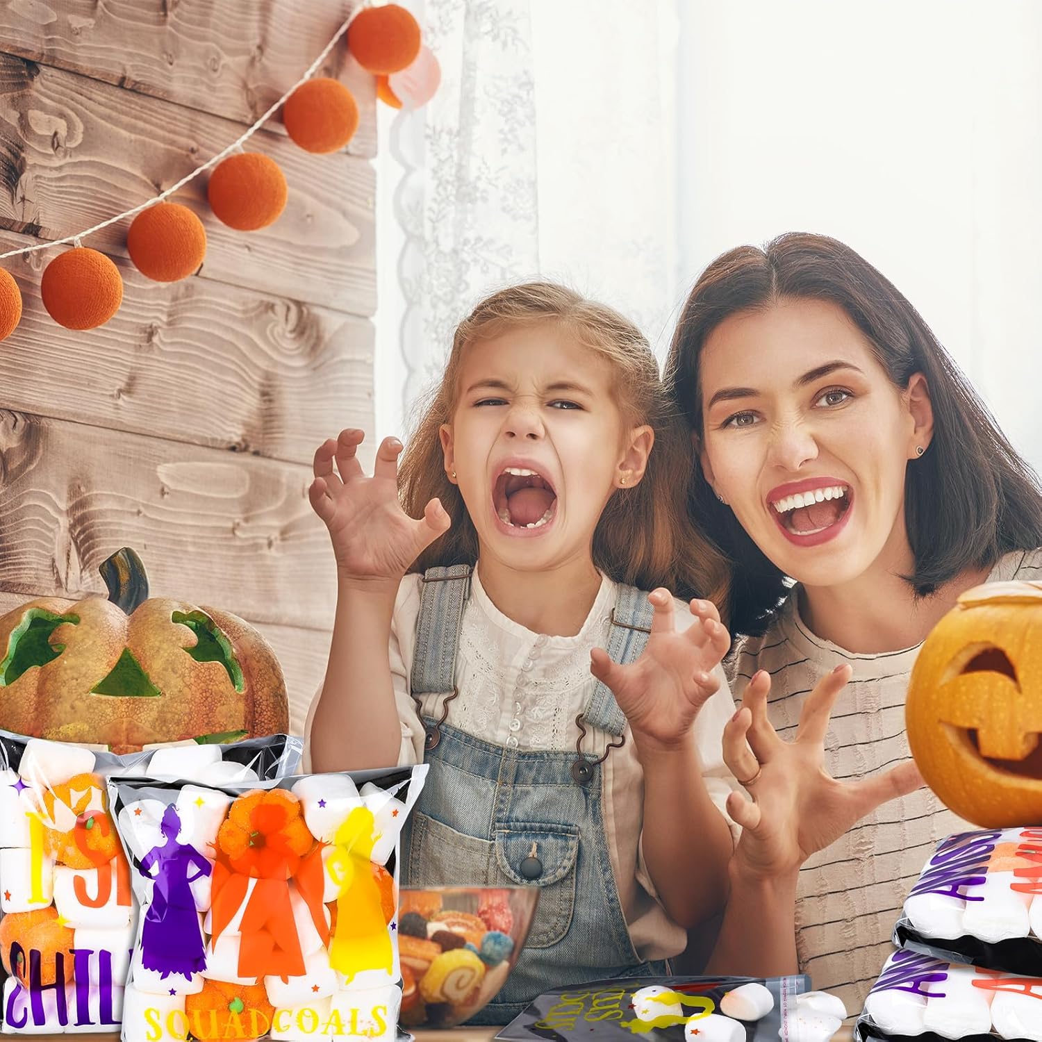 Whaline 240 bolsas de celofán para Halloween, autoadhesivas, bolsas de regalo de bruja Hocus Pocus, bolsas de regalo de brujas de celofán, bolsas de