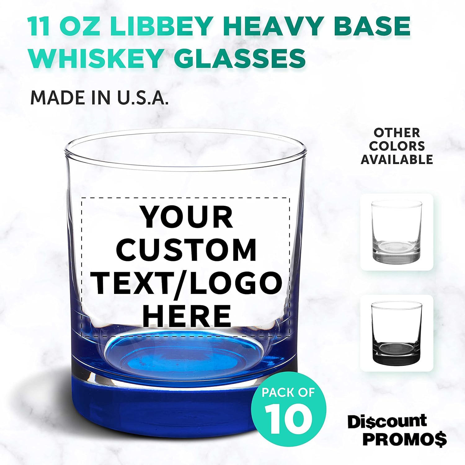 Libbey – Vasos de whisky personalizados de 10 onzas, juego de 10 unidades, paquete personalizado a granel, base pesada, vaso antiguo de moda,