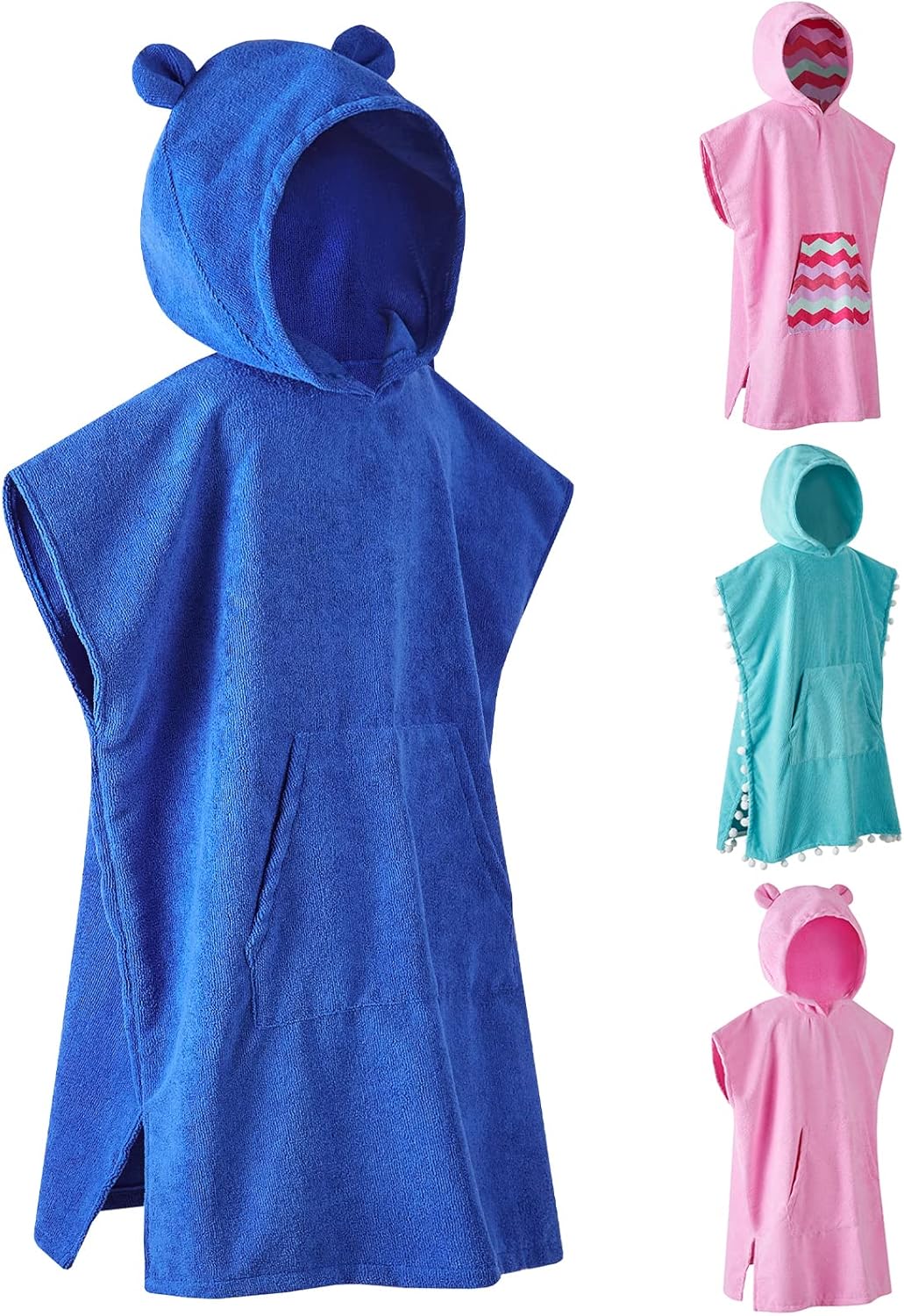 MissShorthair Toalla Poncho para niños, toalla de playa con capucha para niña y niño, poncho de surf, bata de baño, toalla de baño de microfibra,