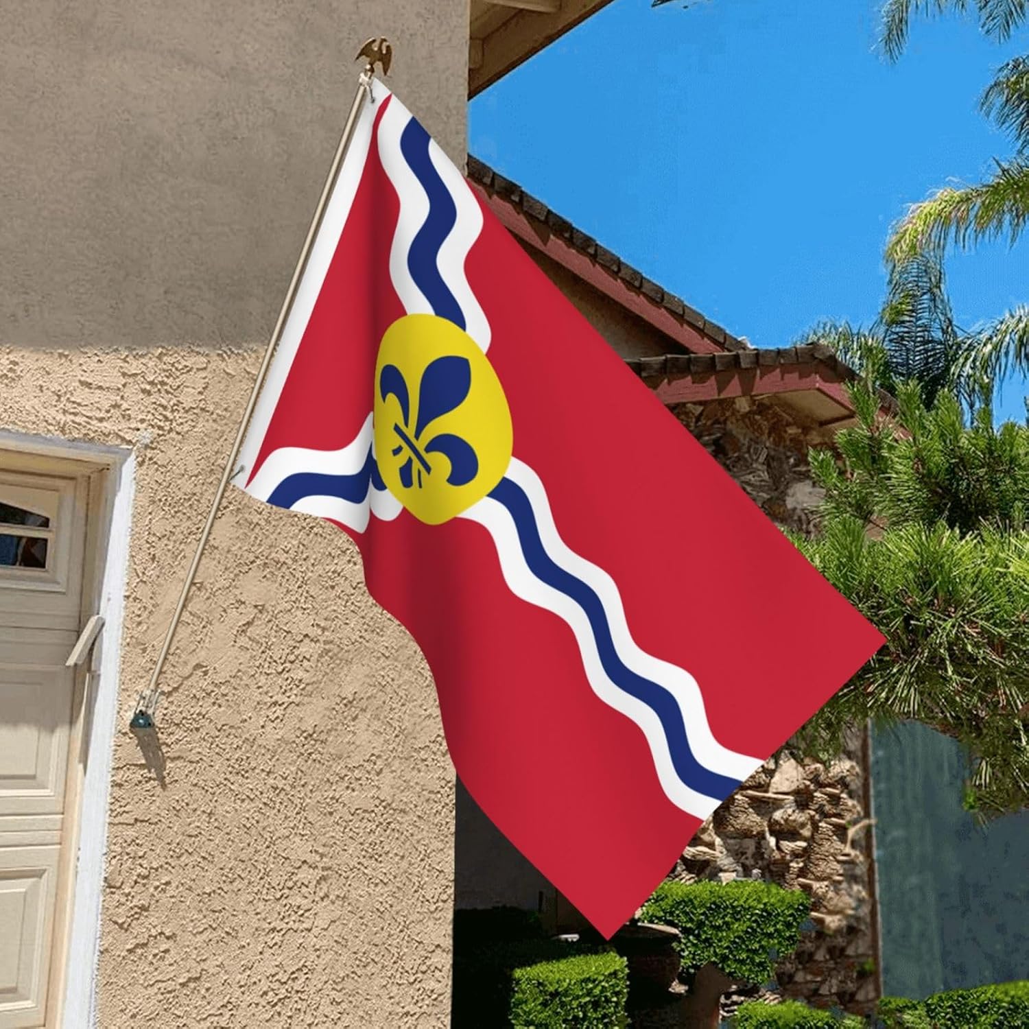 Bandera de doble cara de San Luis, bandera de Missouri de 3 x 5 pies, banderas para exteriores, banderas decorativas duraderas para interiores y