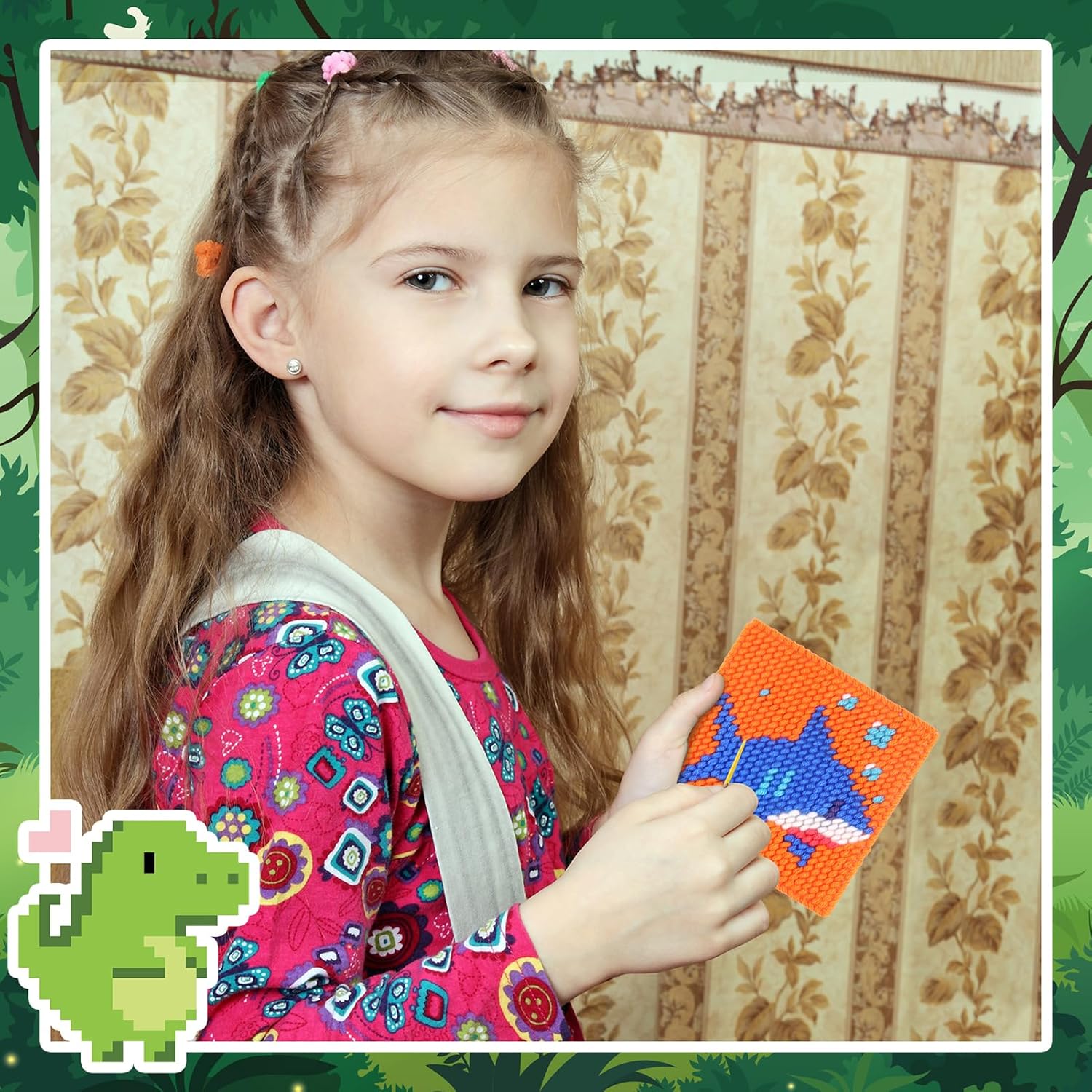 Pllieay Kit para principiantes de punto de cruz 10 en 1 para niños, kit de bordado incluye 10 piezas de lona de malla de plástico con patrón, 15