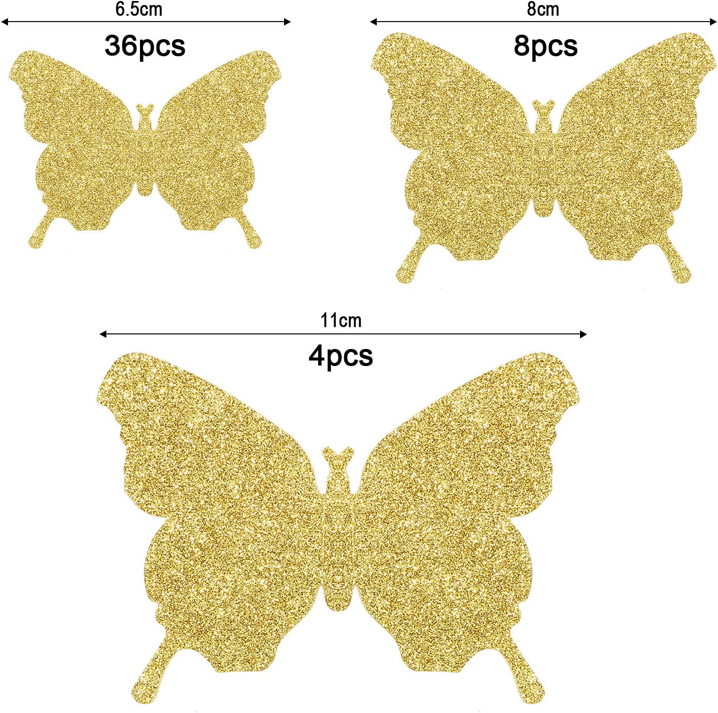 48 piezas de decoración de pared de mariposa, espejo de bricolaje, calcomanías de mariposa 3D, calcomanías de mariposa extraíbles para el hogar,