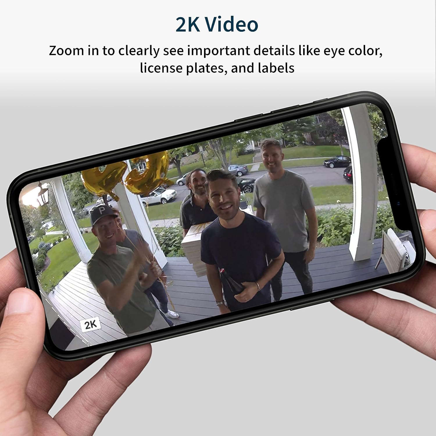 Arlo Essential 2K – Cámara de seguridad para exteriores (2 generación), paquete de 3, cámara inalámbrica para exteriores e interiores, foco