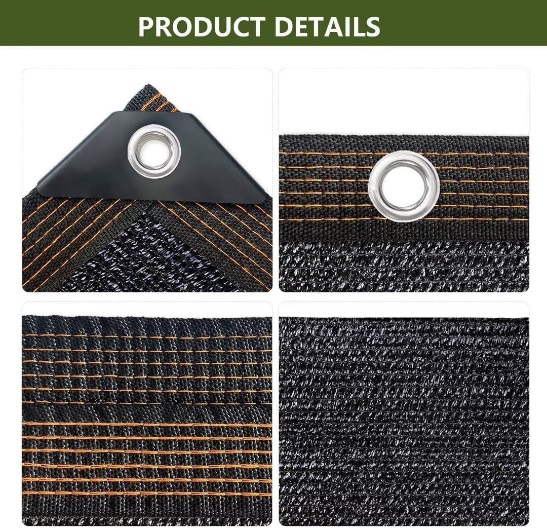 Shade-Cloth-Cloth-70% para plantas de invernadero de jardín, 10 x 12 pies, lona de malla negra con ojales, toldo para pérgola al aire libre, patio,