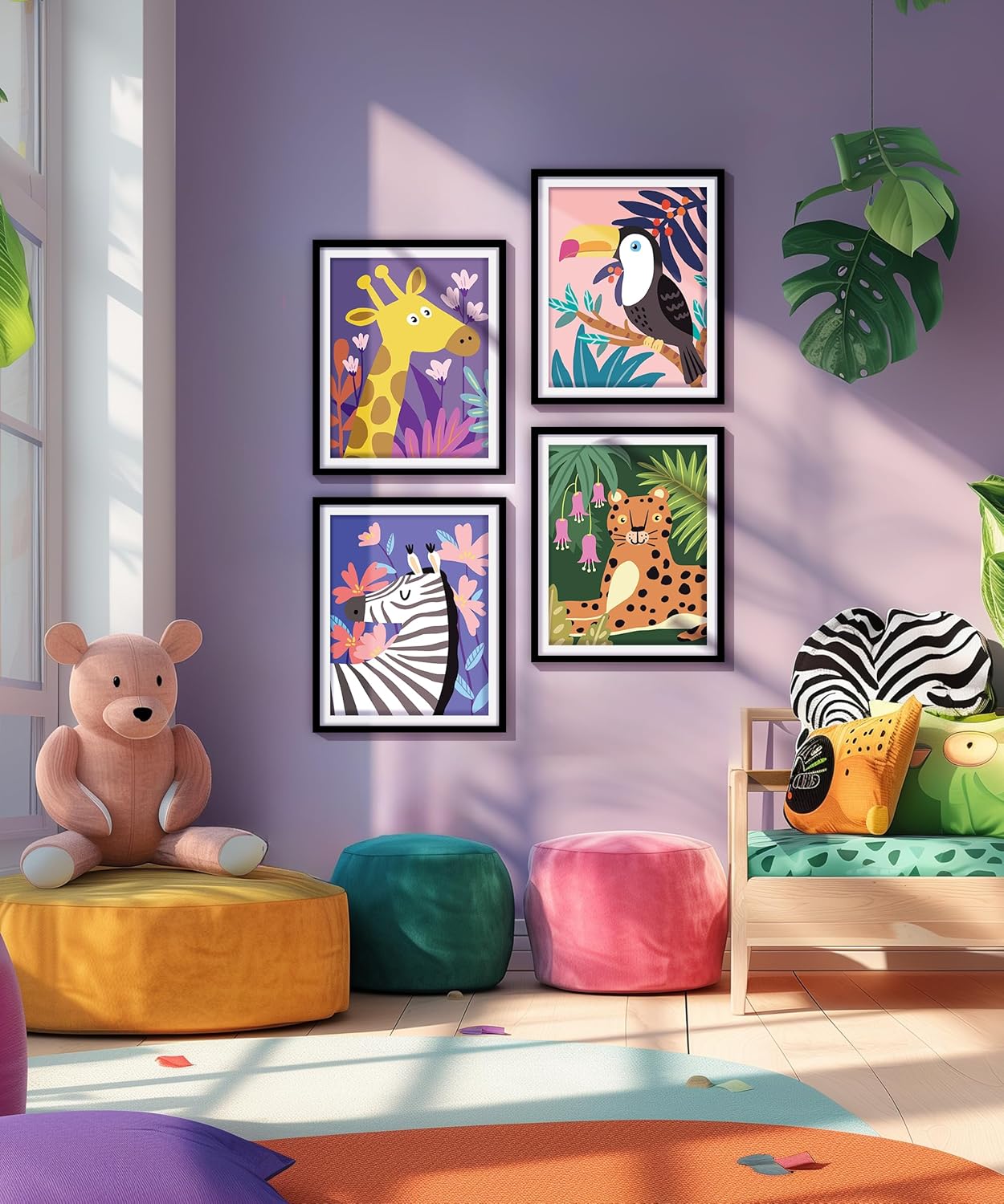 Slody Kit de pintura por números para niños, animales salvajes, bricolaje por números, kits de pintura acrílica colorida para niños, principiantes,