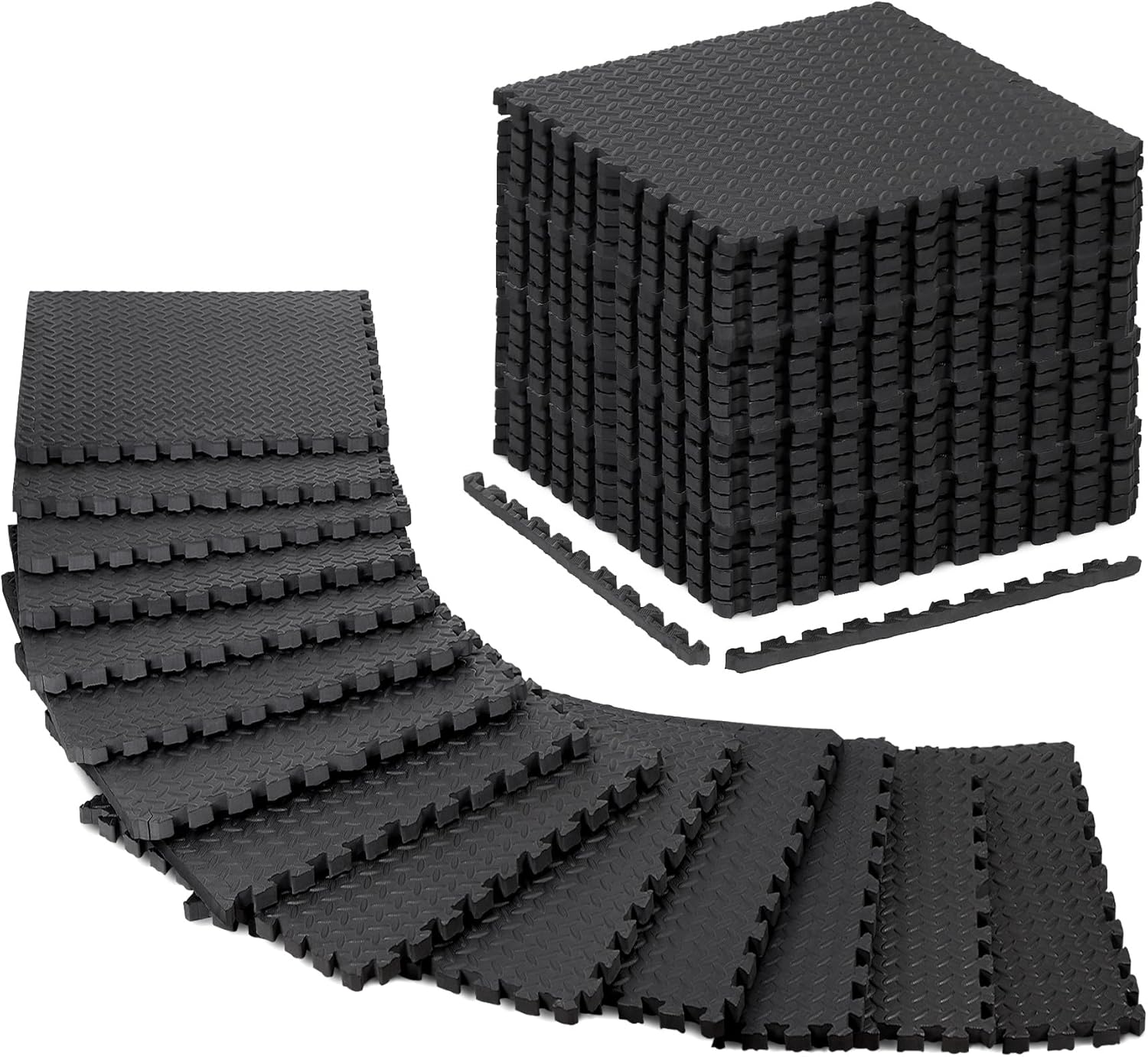 24 Pieces Puzzle Exercise Mat Extra Thick 34 Inches EVA Foam Interlocking Tiles Floor Gymnastics Mat Fitness Equipment Mat for Home Protective
