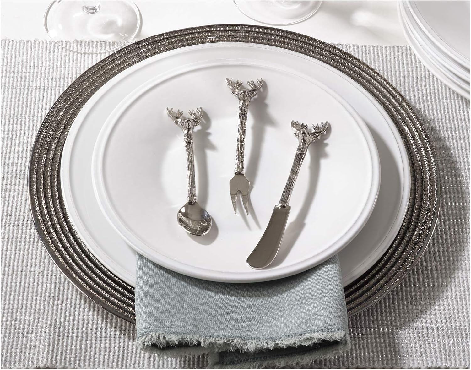 Silver Reindeer – Cuchara de cóctel (4 unidades, de latón, acero (solo cuchara)