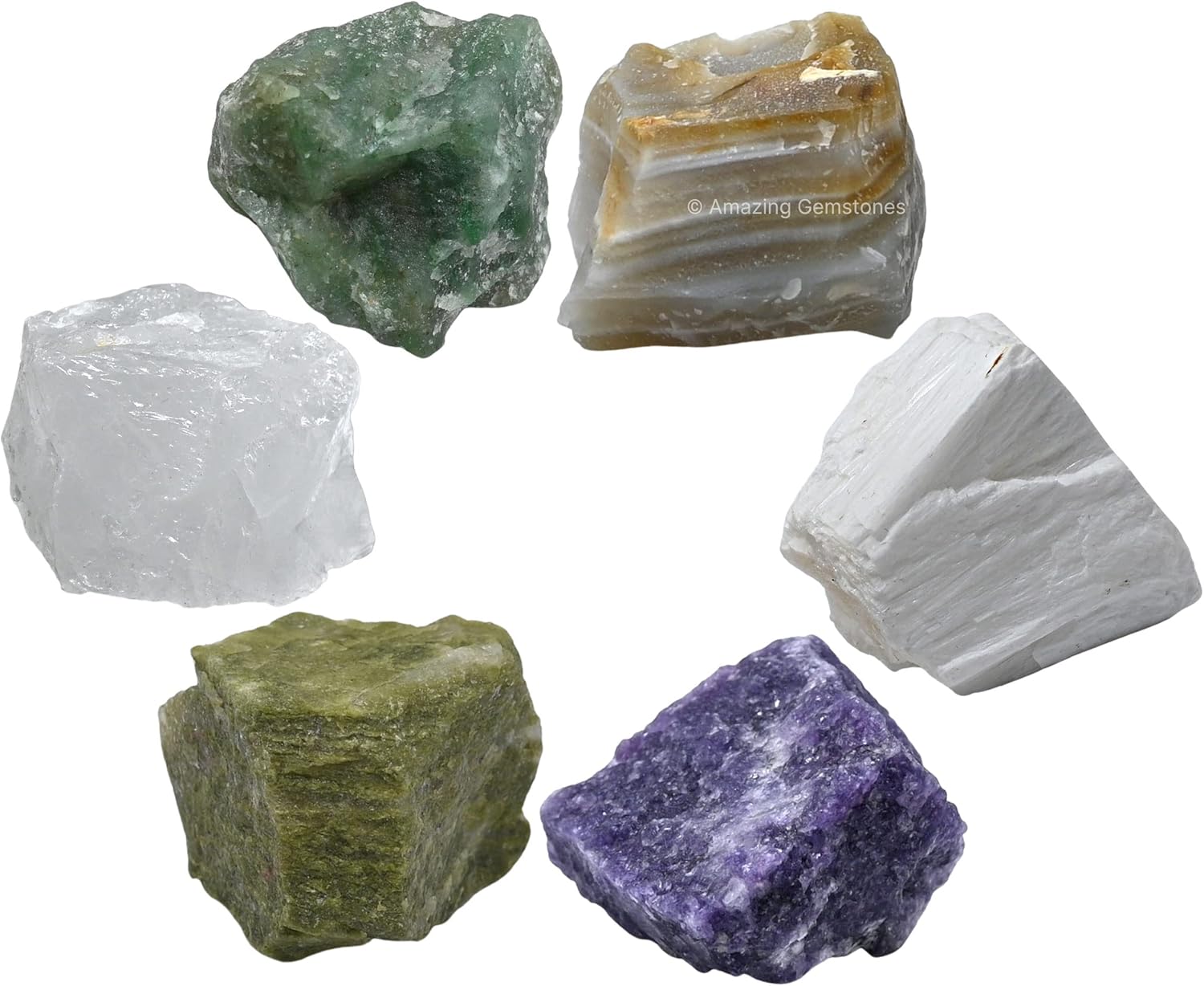 Cristales para manifestación de trauma emocional, juego de 6 cristales curativos de lepidolita, aventurina verde, escolecita, vesuvianita, ágata de