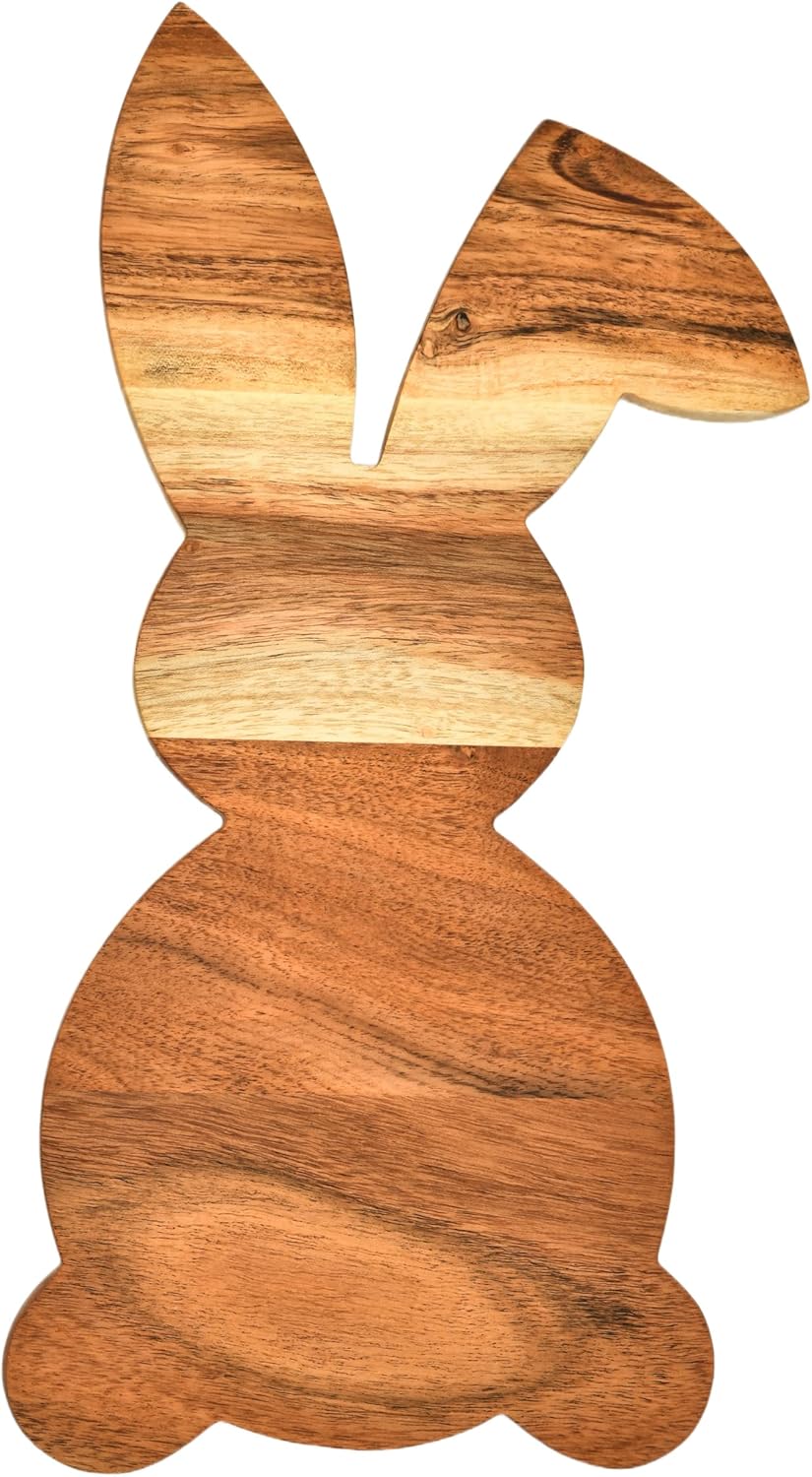 Tabla de cortar de conejo de madera decorativa para cocina, bloque de carnicero de 15 pulgadas de largo x 7 pulgadas de ancho, plato para servir