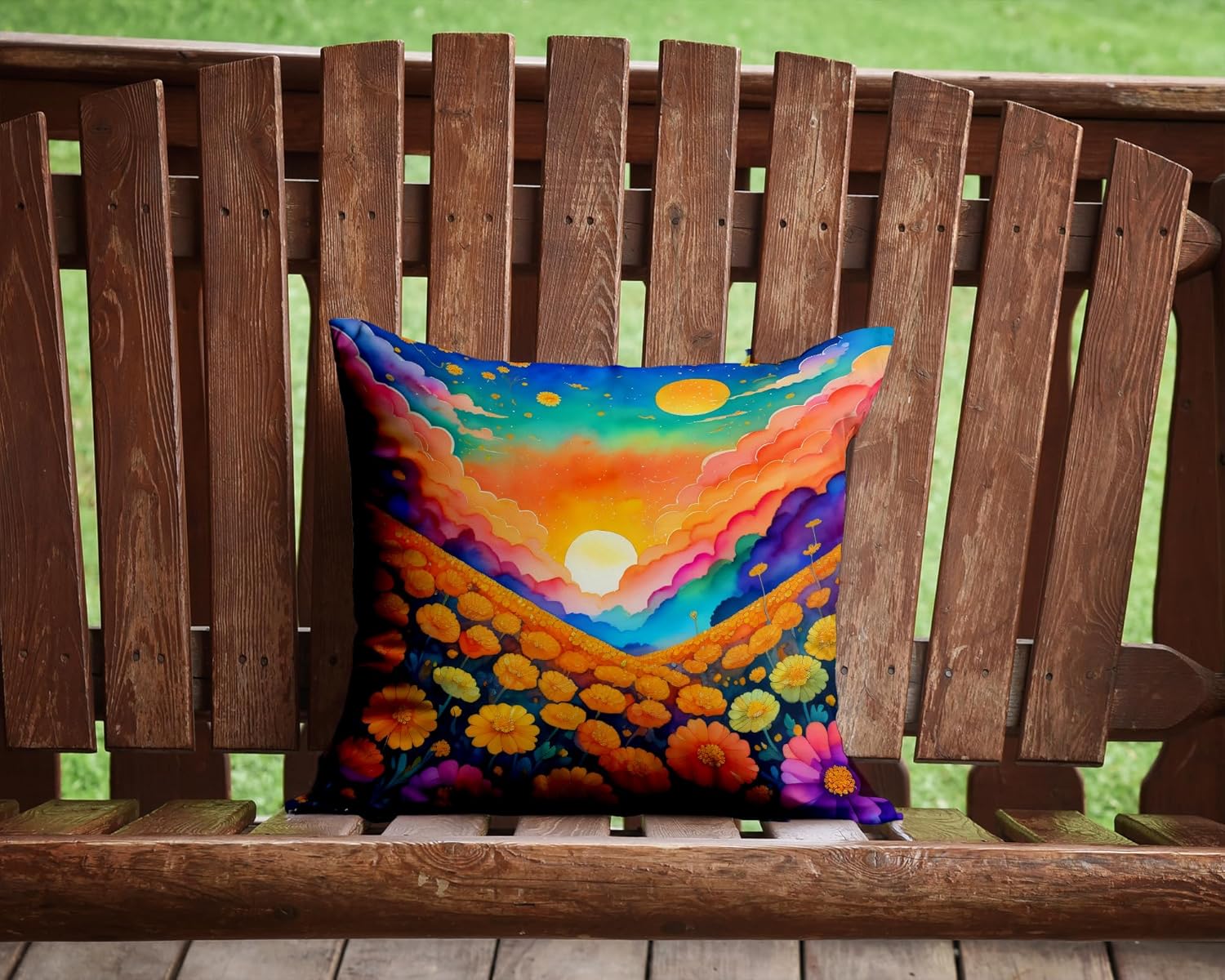 Caroline’s Treasures DAC1975PW1414 – Almohada decorativa de tela de caléndulas coloridas, lavable a máquina, almohada decorativa para interiores y