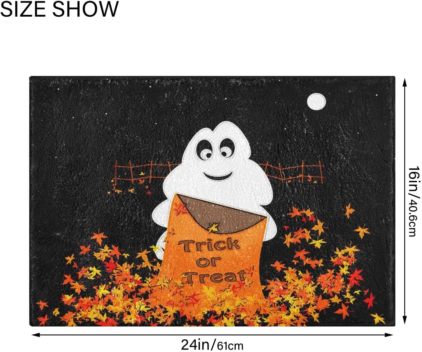 Halloween Ghost Fall Maple Bathroom Rugs Set 2 Piece Non Slip Water Absorbent Toilet Rug Fall Trick Or Treat Bath Rugs Washable Decor Area Rug Quick
