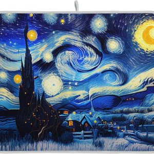 Tapete de secado nocturno de platos estilo Van Gogh para encimera de cocina, tapete escurridor de platos de microfibra, absorbente de secado rápido, Tapete de secado nocturno de platos estilo Van Gogh para encimera de cocina, tapete escurridor de platos de microfibra, absorbente de secado rápido,