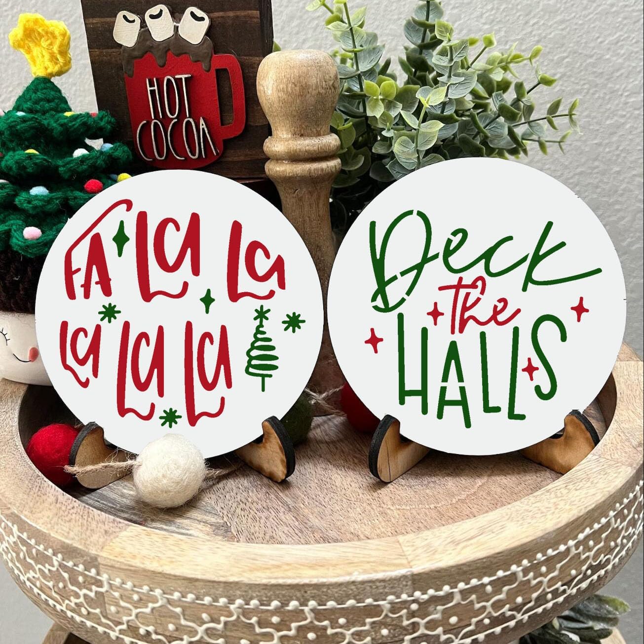 Plantillas de Navidad de 3 pulgadas para pintar en rodajas de madera, 58 plantillas pequeñas de Navidad para árbol de Navidad, bandeja escalonada,