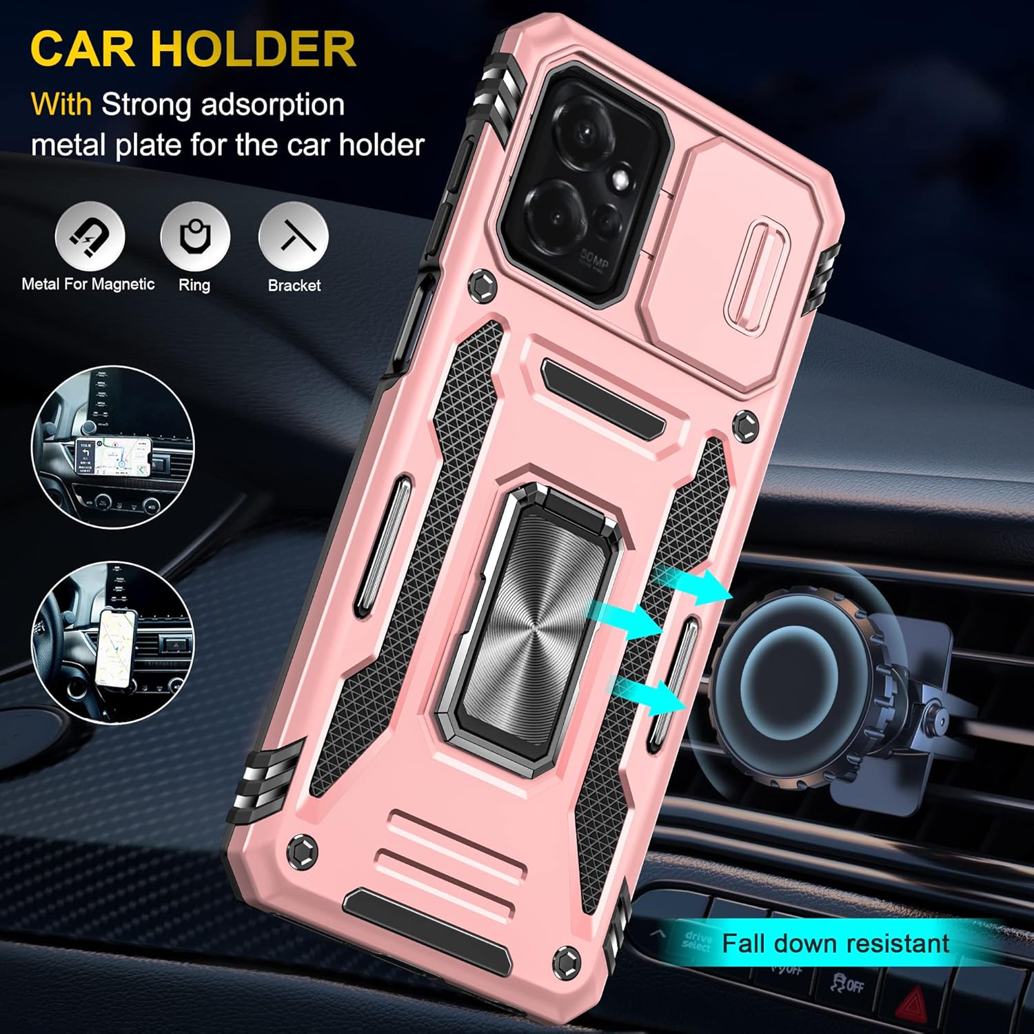Asuwish Funda de teléfono para Motorola Moto G Power 5G 2023 con protector de pantalla de vidrio templado y cubierta deslizante para cámara