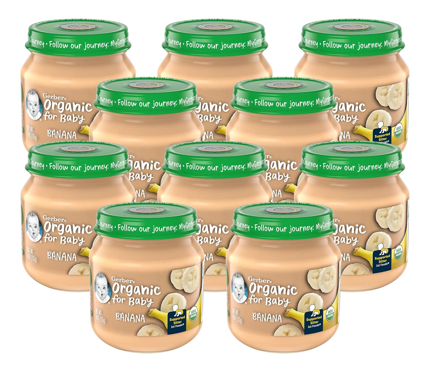 Gerber Organic for Baby 1st Foods Tarro de comida para bebés, plátano, hecho con productos orgánicos y sin OMG, alimentos orgánicos para bebés,