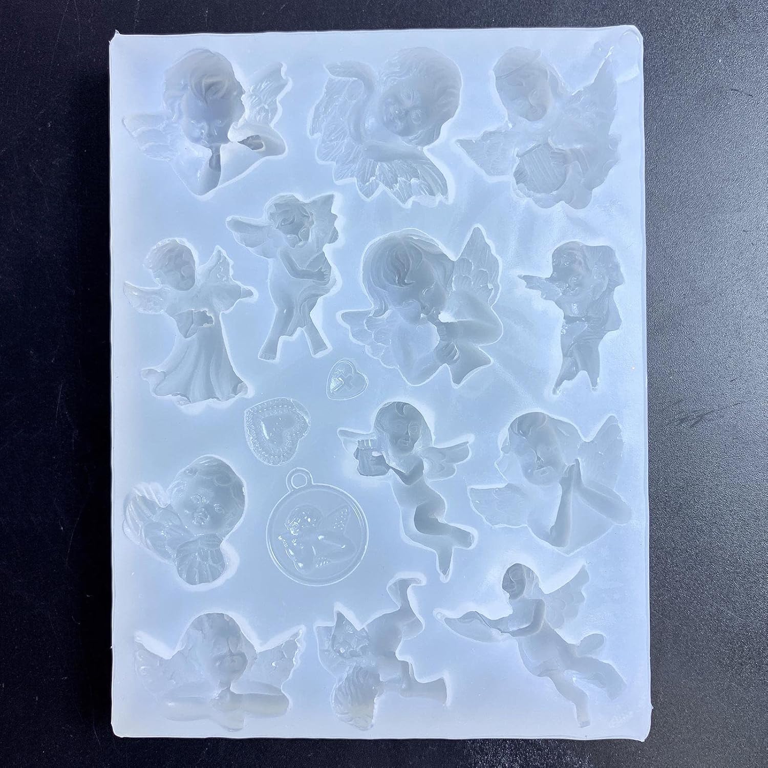 Moldes para coctelera de resina, moldes de resina UV, lindo molde de silicona de ángel hueco de epoxi rellenos de silicona molde de relleno de