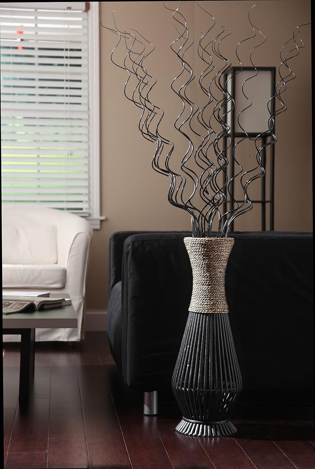 Hosley jarrón para piso de madera de bambú. Regalo ideal para casa, oficina, spa, sala de Reiki, ambientes orgánicosnaturales, bodas, decoración con