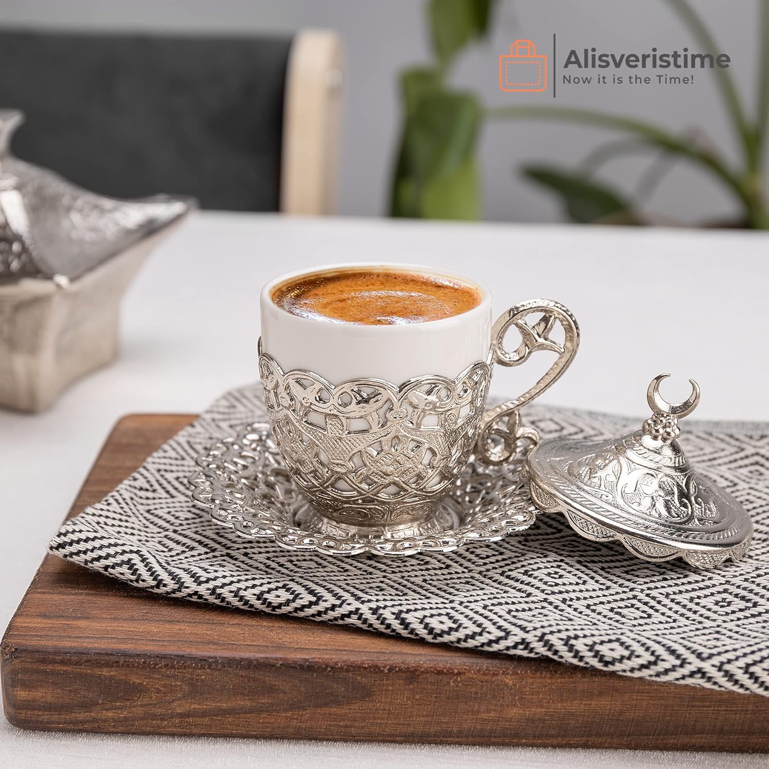 Alisveristime Juego de 27 platillos de café turco griego árabe (Gelincik) (plata)