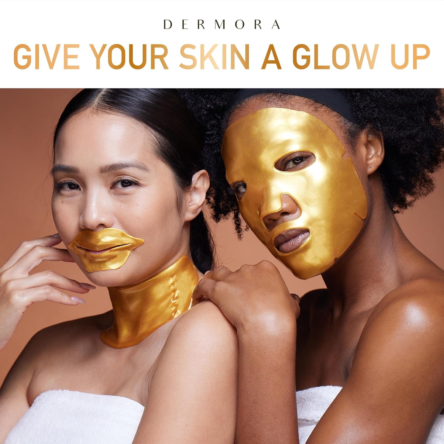 DERMORA Máscara de tratamiento de la piel, máscara de labios Golden Glow  Paquete de 20 máscaras de gel para labios  Máscaras de labios