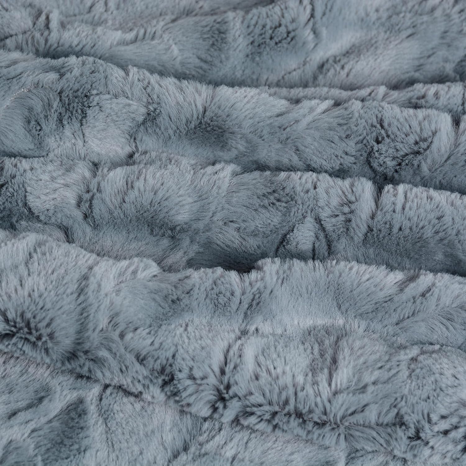 Manta de piel sintética reversible, suave y esponjosa, manta de lujo para cama, sofá y sofá, 51 x 63 pulgadas, color gris