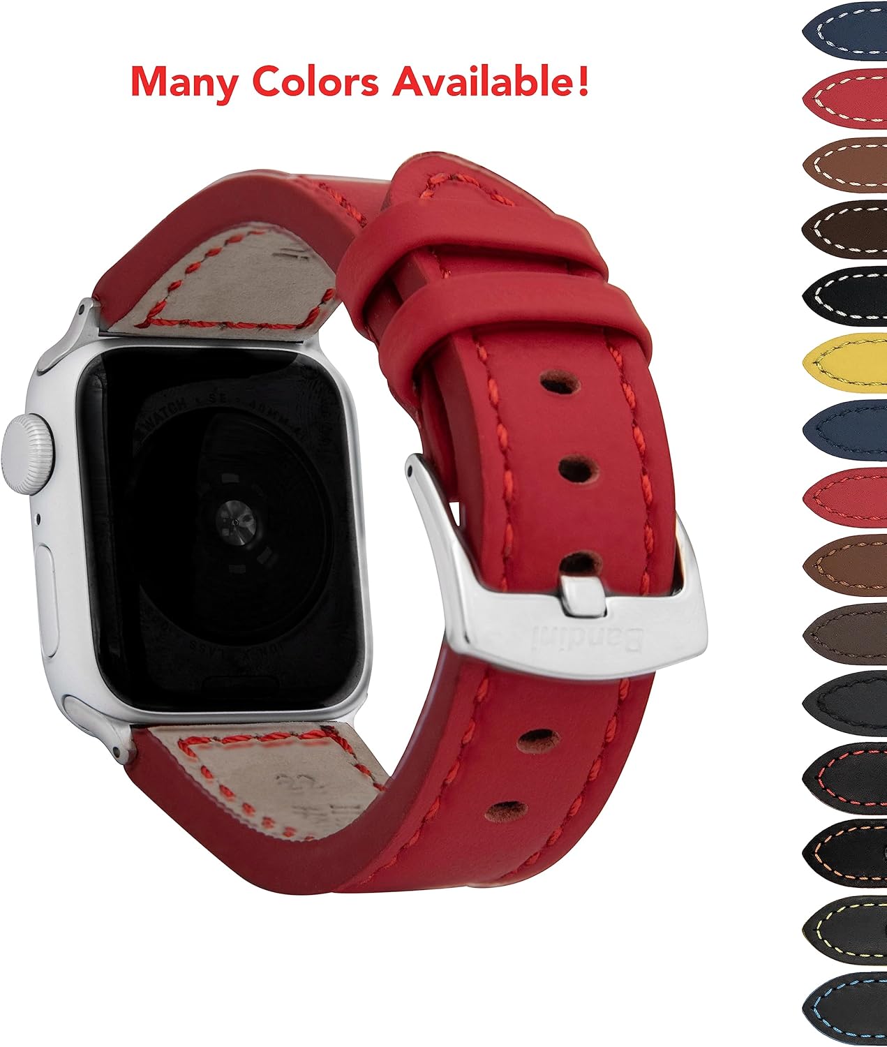 Bandini Correa para Apple Watch de cuero de 1.732 pulgadas, 1.772 pulgadas, 1.654 pulgadas, 1.614 pulgadas, 1.575 pulgadas, 1.575 pulgadas, 1.496