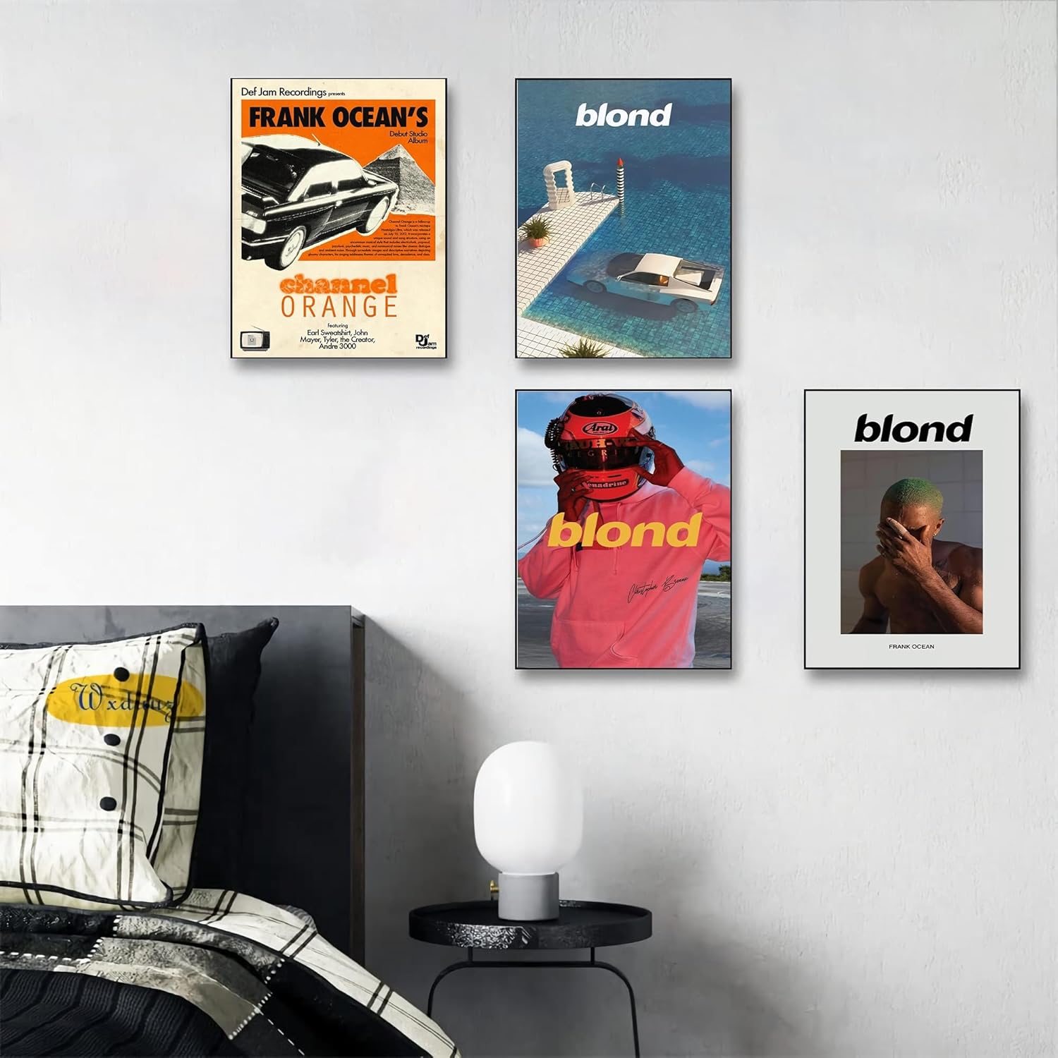 ZONTO Frank Ocean – Pósteres de portada de álbum de rapero firmado con música limitada, juego de 4 pósteres estéticos para sala de estar,
