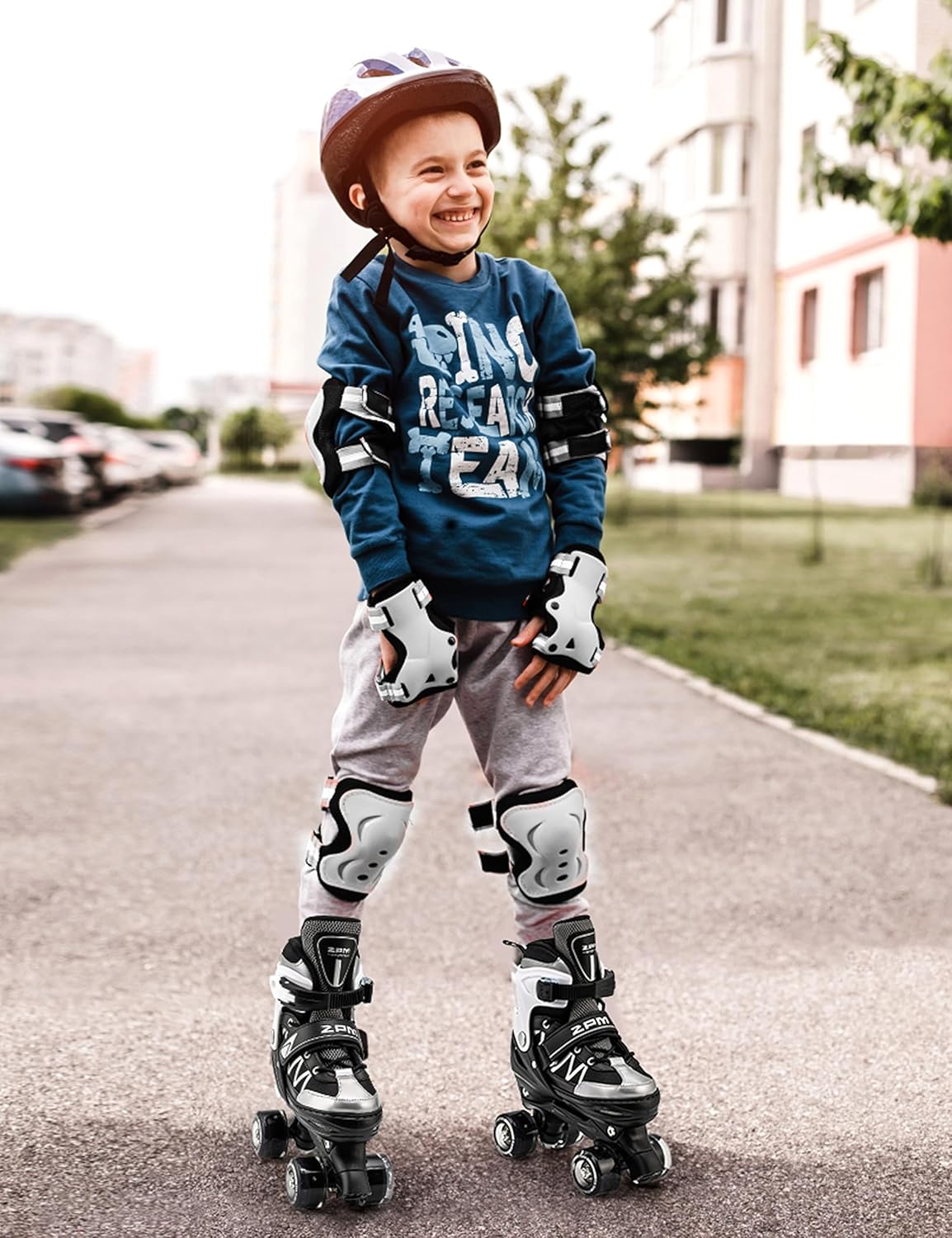 2PM SPORTS Patines de ruedas para niñas, 4 tamaños ajustables con luz para niños, patines para principiantes, para interiores y exteriores
