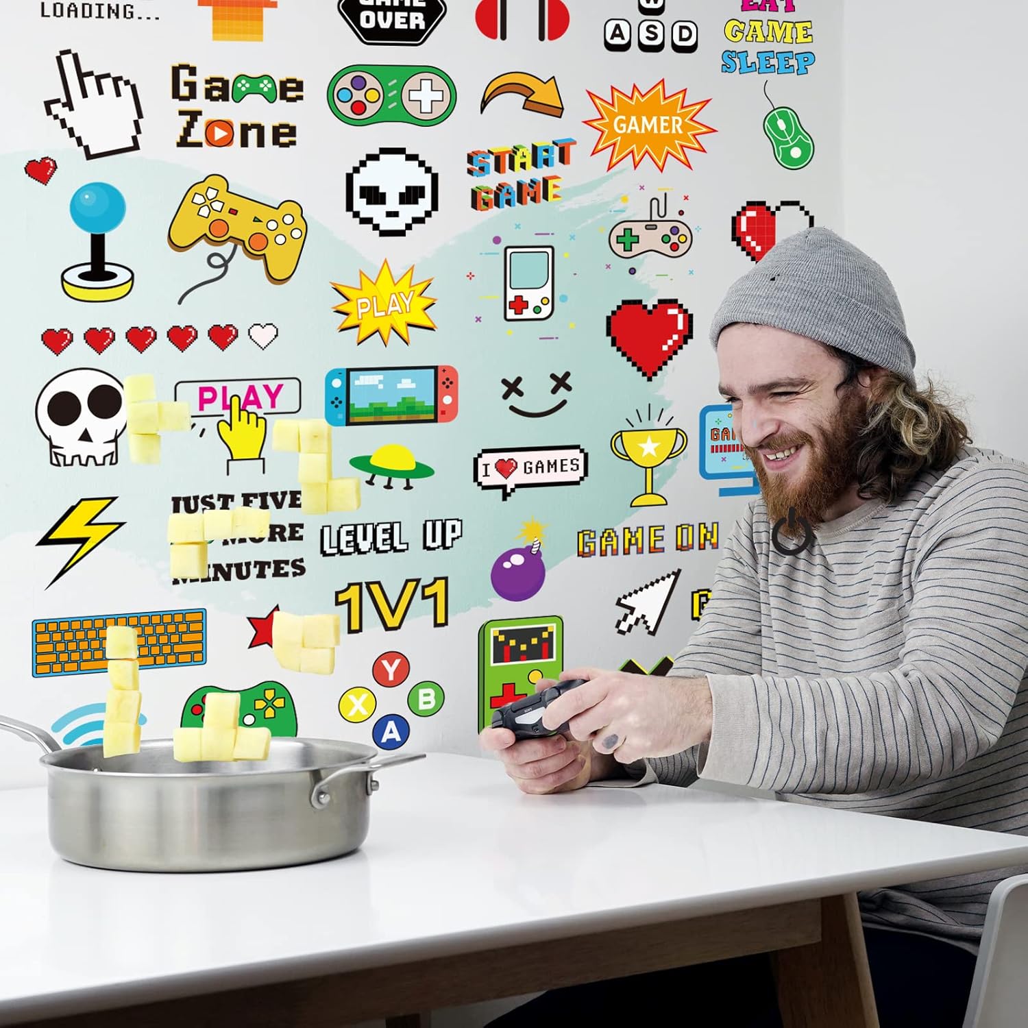 100 calcomanías de pared coloridas para jugadores, calcomanías de pared para despegar y pegar, calcomanías de vinilo extraíbles para deportes