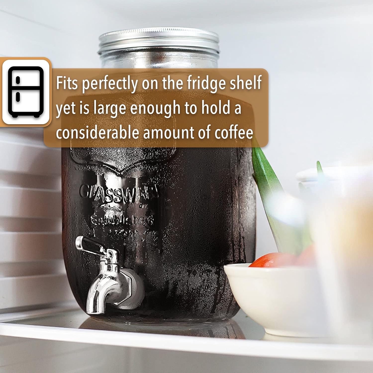 BTAT – Cafetera de café frío, dispensador de bebidas de tarros Mason de 1 galón, cafetera fría de un galón, cafetera de té helado, jarra de café
