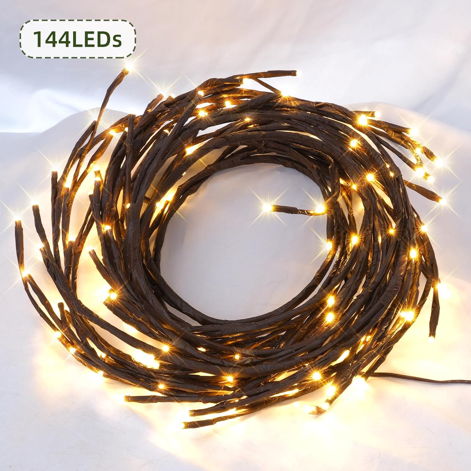 Vid artificial para decoración de interiores, oficina en casa, sala de estar, plantas falsas, luces de vid de sauce, 160 luces LED para decoración