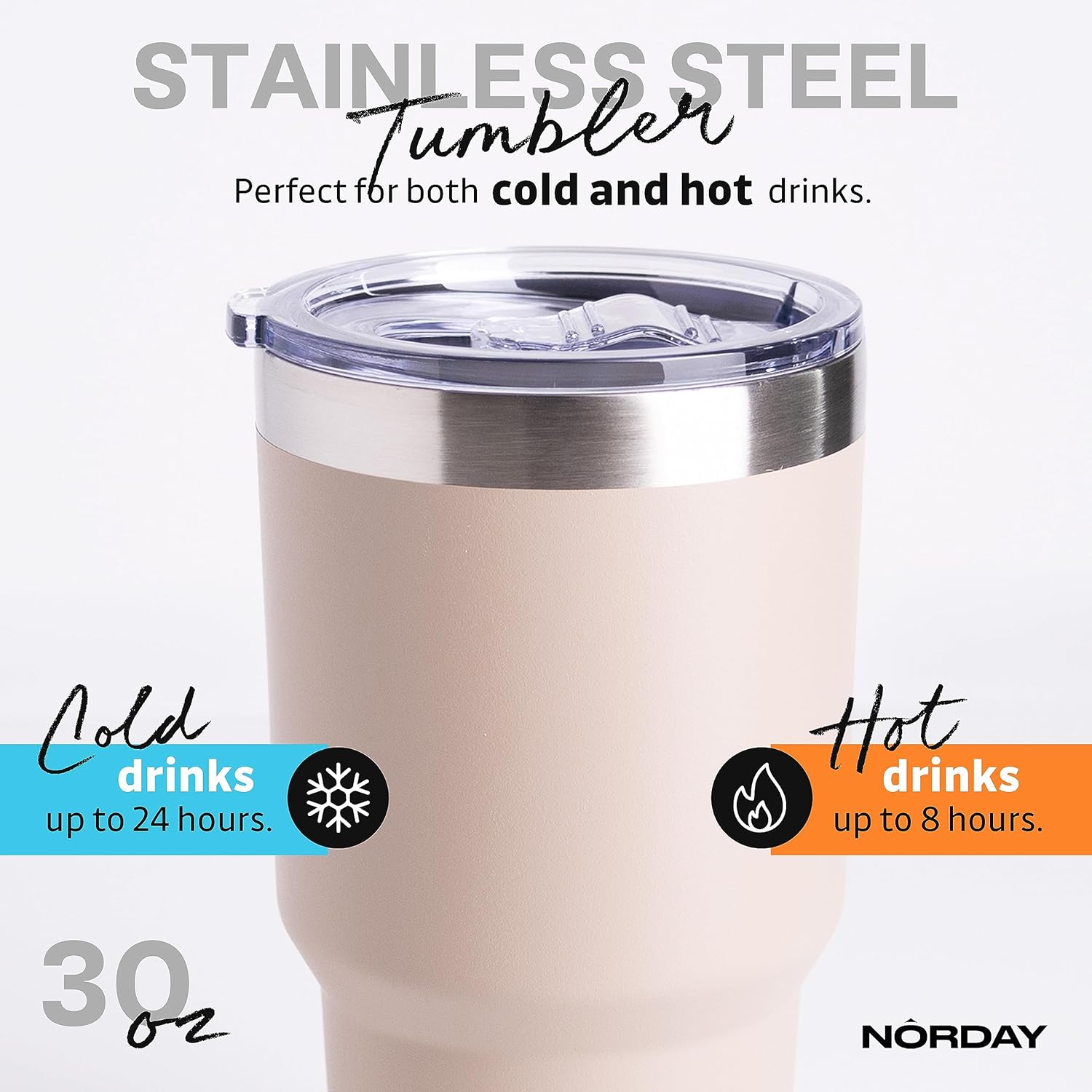 NORDAY Vaso con tapa, 30 onzas, con aislamiento de arena, de acero inoxidable, doble pared aislada al vacío, taza de café de viaje para portavasos