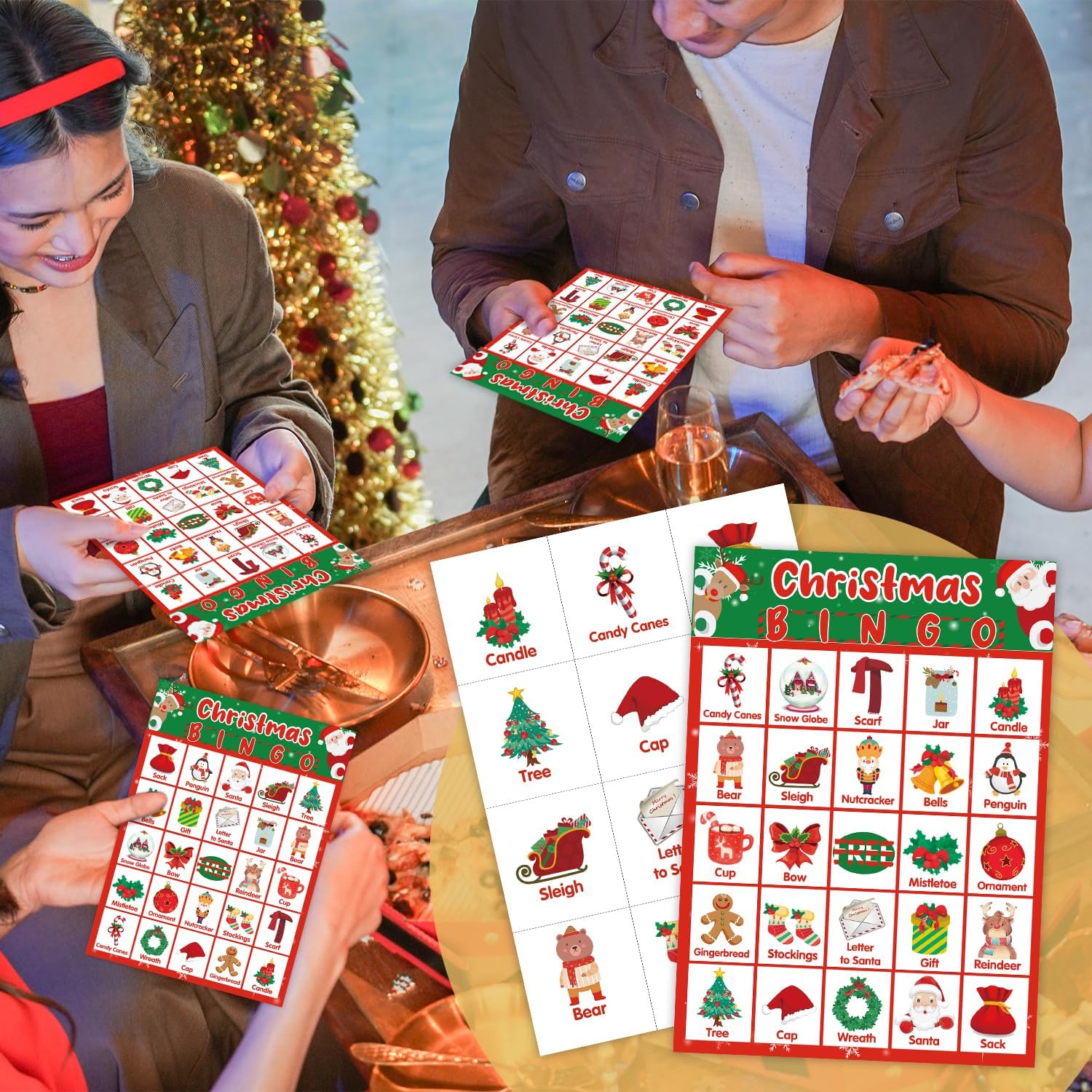 Tarjetas de bingo para Navidad, juego de bingo para estudiantes adolescentes, tarjeta de bingo para 24 jugadores, juego de bingo para niños, juego