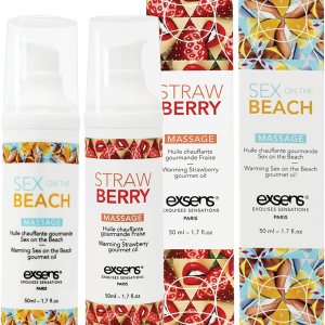 Exsens Aceite de masaje cálido sabor Stawberry y Sex on the Beach, para hombres, mujeres y parejas, todo natural, paquete de 2 Exsens Aceite de masaje cálido sabor Stawberry y Sex on the Beach, para hombres, mujeres y parejas, todo natural, paquete de 2