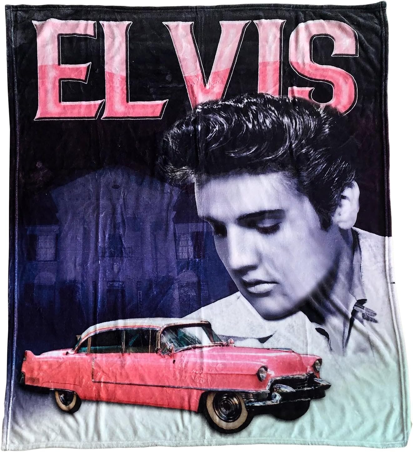 Elvis Presley – Manta con organizador rosa de 50 x 60 pulgadas