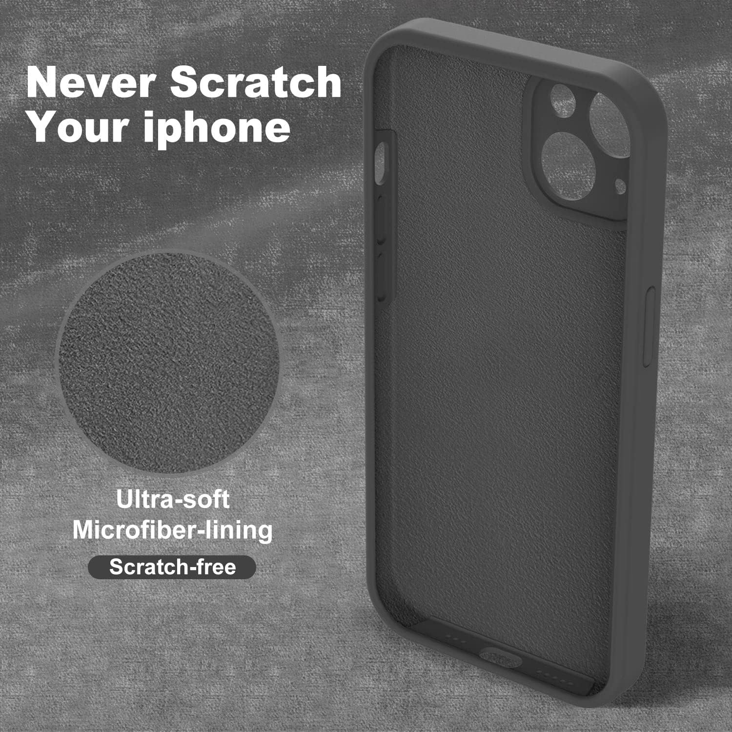 Vooii Compatible con iPhone 14, silicona líquida mejorada con protección de cámara de cubierta completa, forro de microfibra antiarañazos suave,