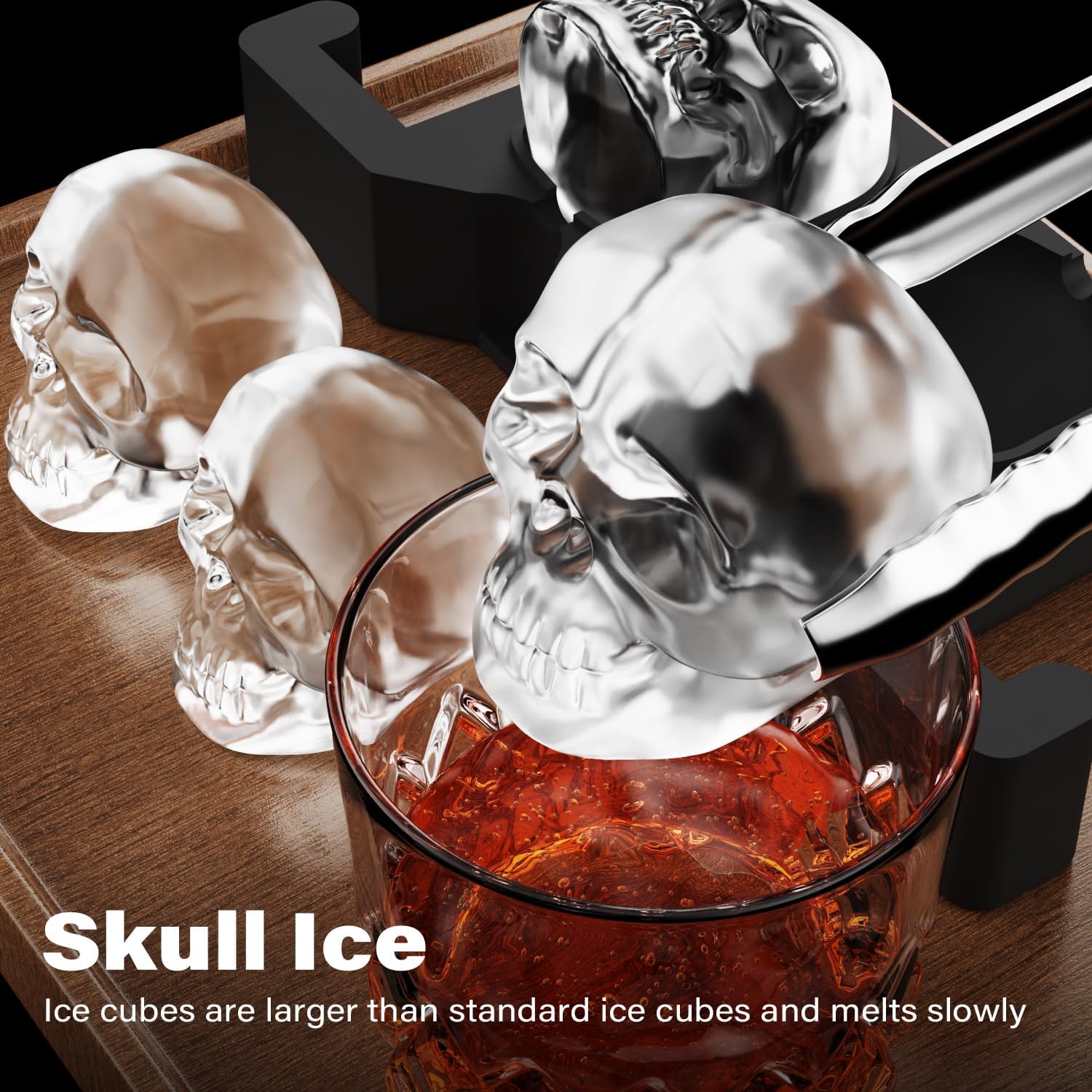 Fabricante de cubitos de hielo con forma de calavera bandeja de cubitos de hielo transparente – 3D Skull Big Ice Ball Maker – Cubos de hielo para