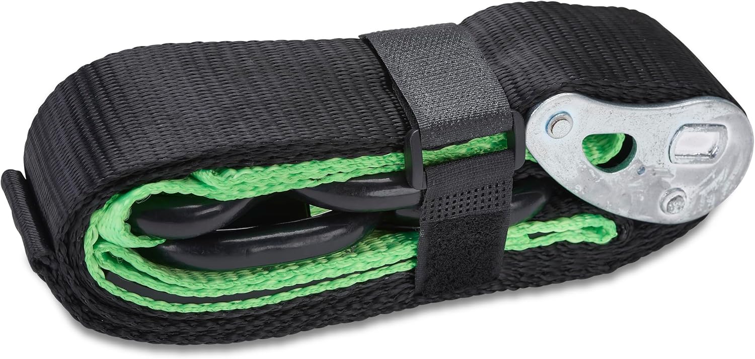 Correas de hebilla de leva resistentes (2) amarres de motocicleta de 1.5 x 8 pies con gancho de amarre suave integrado y velcro. Correas de carga,