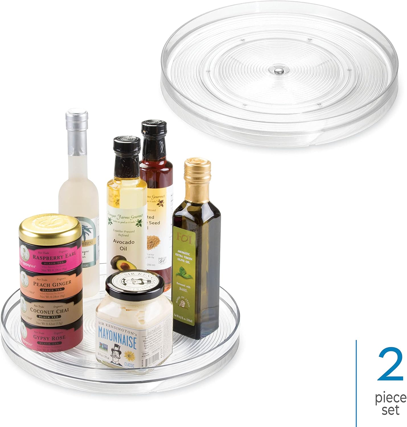 iDesign 54030M2 Linus – Plataforma giratoria para cocina, despensa o encimera, 11 pulgadas, transparente, 2 unidades