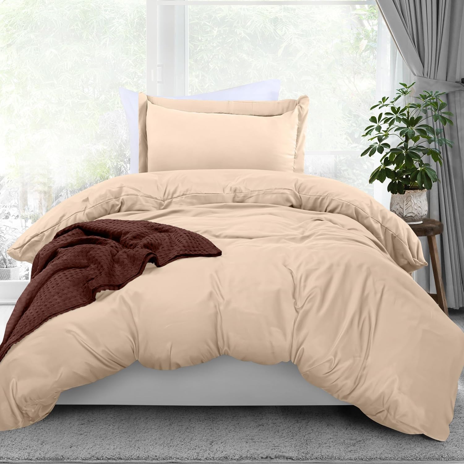 Utopia Bedding Juego de funda de edredón de tamaño individual  1 funda de edredón con 1 funda de almohada  Funda de edredón de 2 piezas con cierre